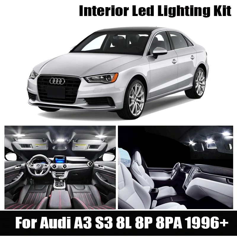 Чисто белые светодиодный ные лампы для Audi A3 S3 8L 8P 8PA 3V 1996 + canbus Внутренняя купольная