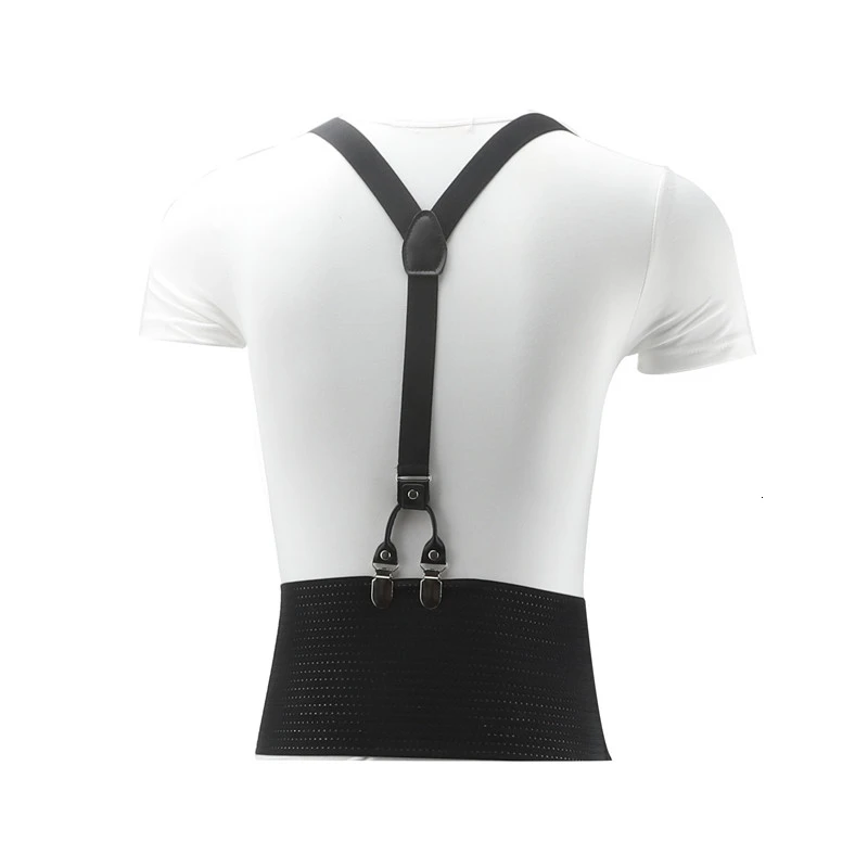 1 &quotширина черный натуральная кожа 6 зажимы подтяжек Мужские Винтажные