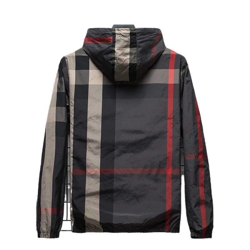 

2021 new spring and autumn men's jacket slim casual plaid jacket youth hooded jacket