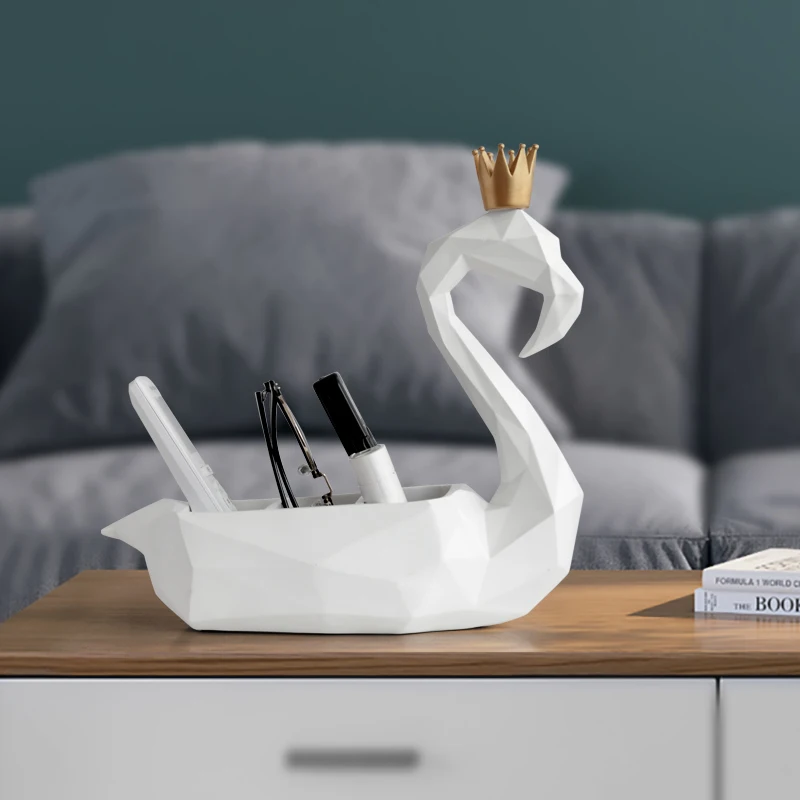 

Resin Home Decor Sculpture Flamingo Figurine Statue Make Up Organizer Mobile Phone Tools Control Storage Box Organizer