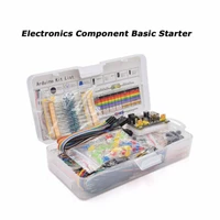 electronics component basic starter kit 830 tie points breadboard cable resistor transistor capacitor led buzzer potentiometer