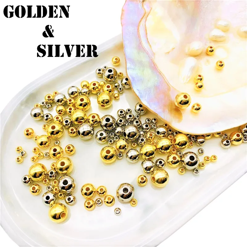 

Цвета: золотистый, серебристый кабель покрытый металлом со бусы оптом 4/6/8/10 мм 30-200 шт гладкие круглые шариковые семян бусины для изготовлени...