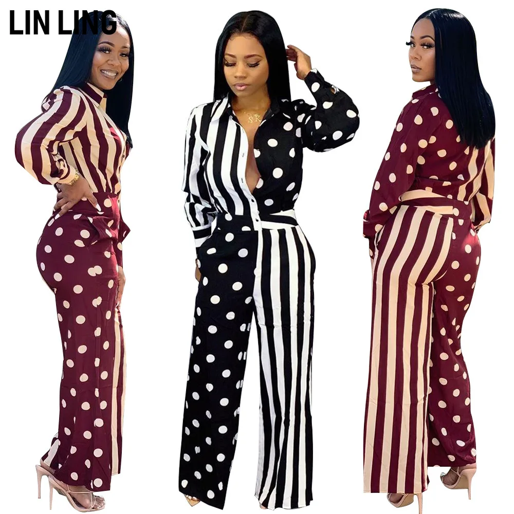 

Комбинированные однобортные брюки LINLING, с широкими штанинами, с волнистыми краями и длинным рукавом