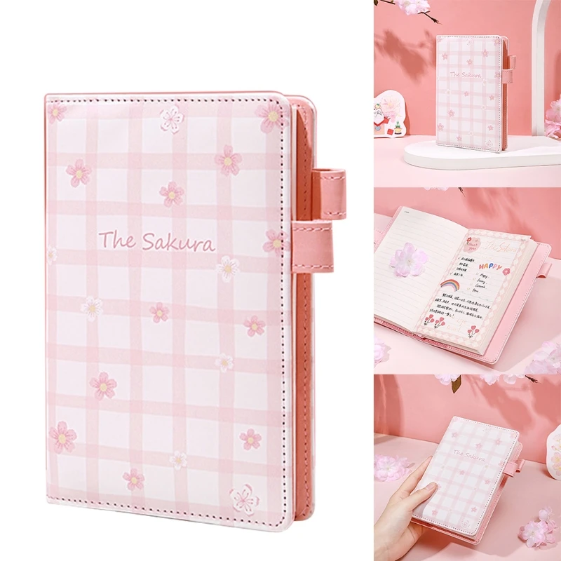 

Cherry Blossoms Notebook A6 Sakula Notepad Notebook w/ 2 Pen Holders Study Notebook School Office Stationary W3JD
