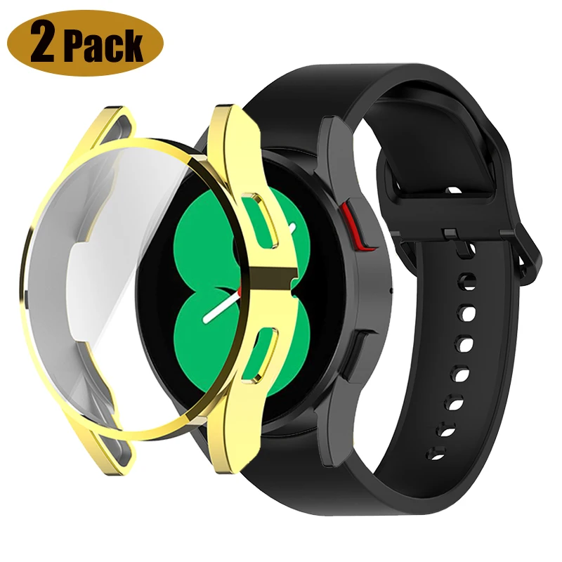 

Силиконовый ремешок для Samsung galaxy Watch 4 44 мм 40 мм, противоударный чехол-бампер для наручных часов, защитная пленка для экрана