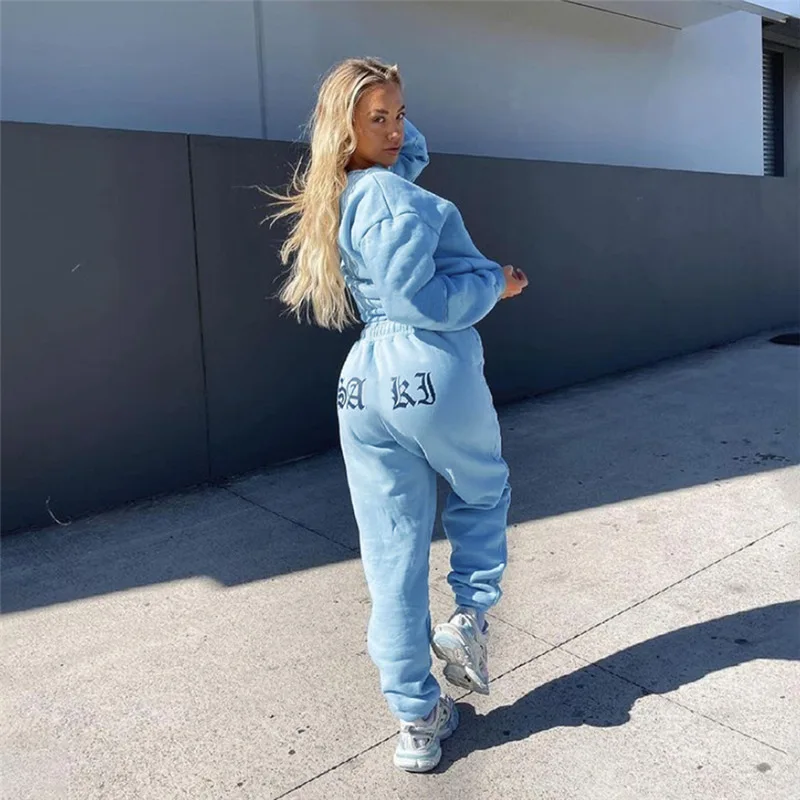 

Женский спортивный костюм с длинным рукавом, розовая повседневная одежда из двух предметов, осень 2021