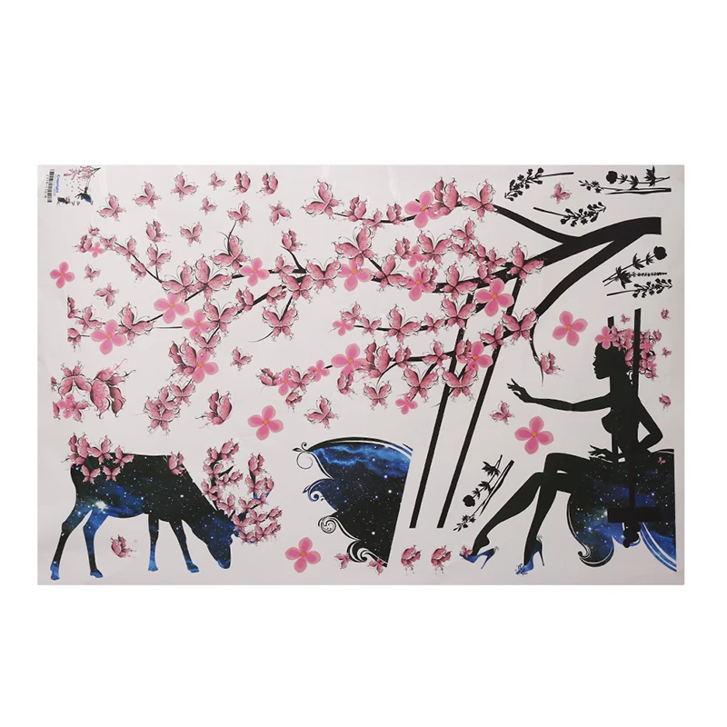 Chinese StyleFlower Fairy Plum Tree Home Decor Paper Flowers Kids Bedroom Decorative Wall Sticker On Wallpaper Diy | Дом и сад