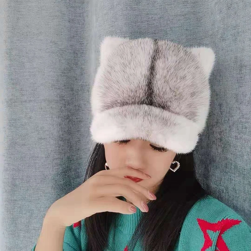 Новая зимняя шапка для конного спорта с ушками демона Женская Бейсболка уши