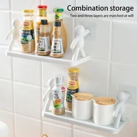 nordic style wall mount shelf punch free kitchenbathroom organizer spice jar bottle holder shampoo cosmetic storage rack