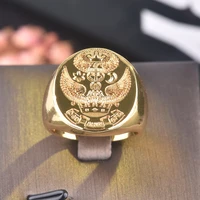 classic mens gold plated anniversary ring royal noble gentleman family seal badge double headed eagle rings party men jewelry
