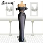 Черные кружевные вечерние платья-русалки, модель 2021 года, женское платье на бретелях-спагетти, платья знаменитостей