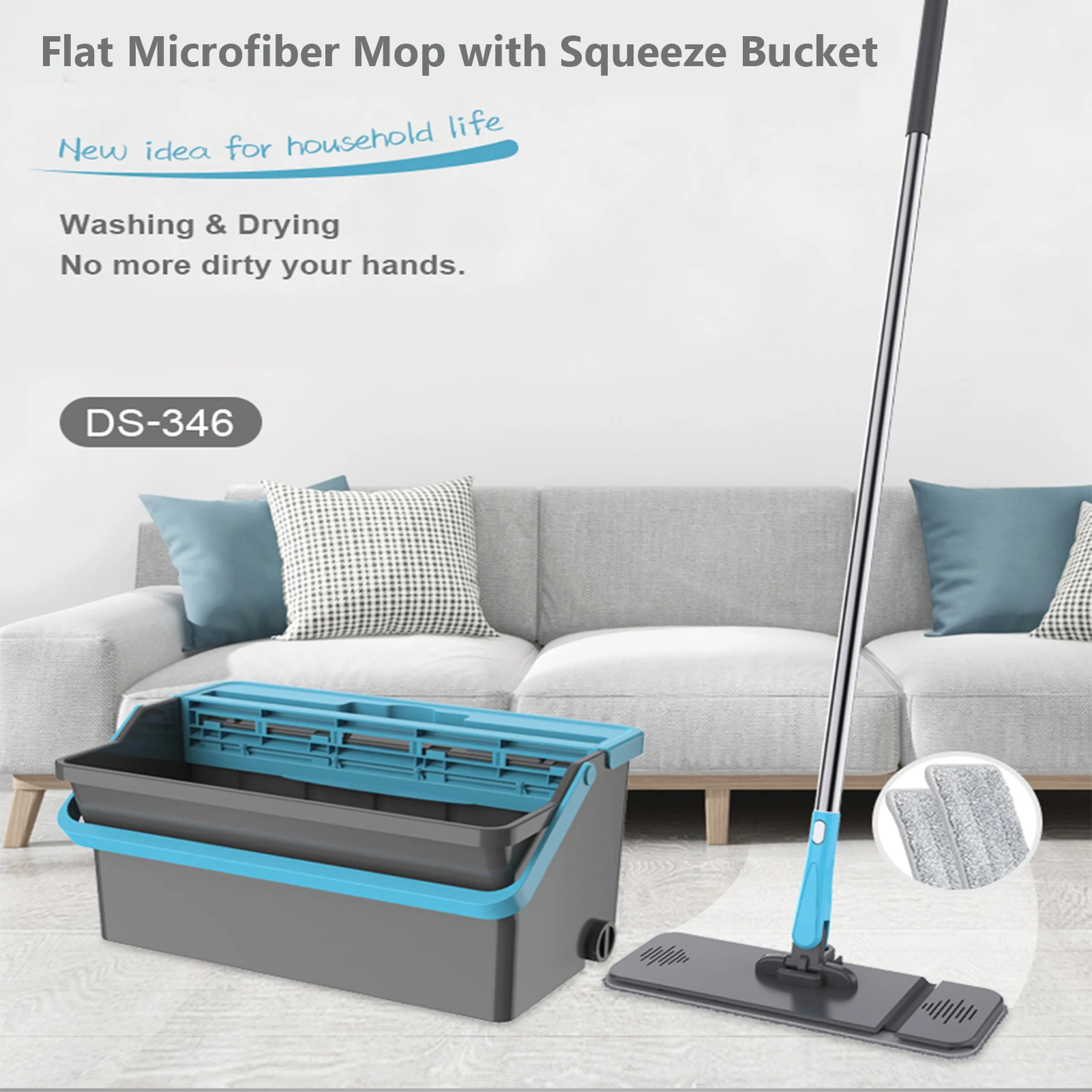

Flat Magic Cleaning Mops Free Hand Mop Shipping Floors Squeeze Flat Mop with Water Home Kitchen Floor Cleaner with Bucket Drop