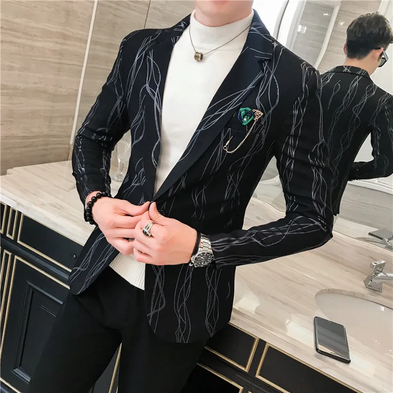 Мужской пиджак с длинным рукавом классический принтом размер 2020 S-XXXL | Мужская
