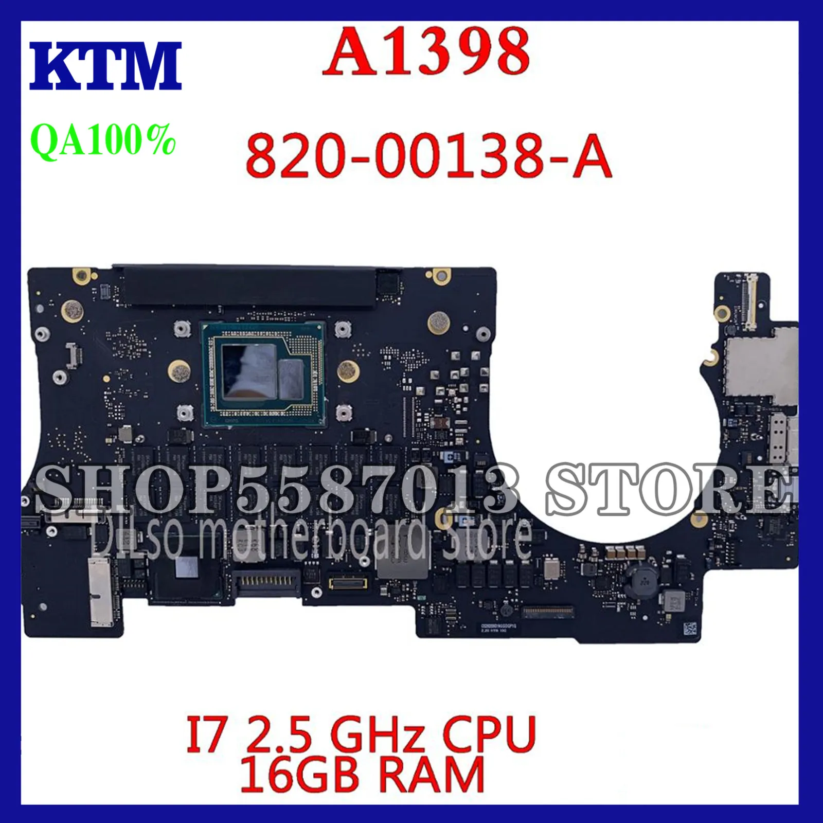 

KEFU 661-02524 FOR MacBook Retina Pro 15" A1398 Logic Board I7 2.2GHz/2.5GHz/2.8GHz 16GB RAM 820-00138-A motherboard original