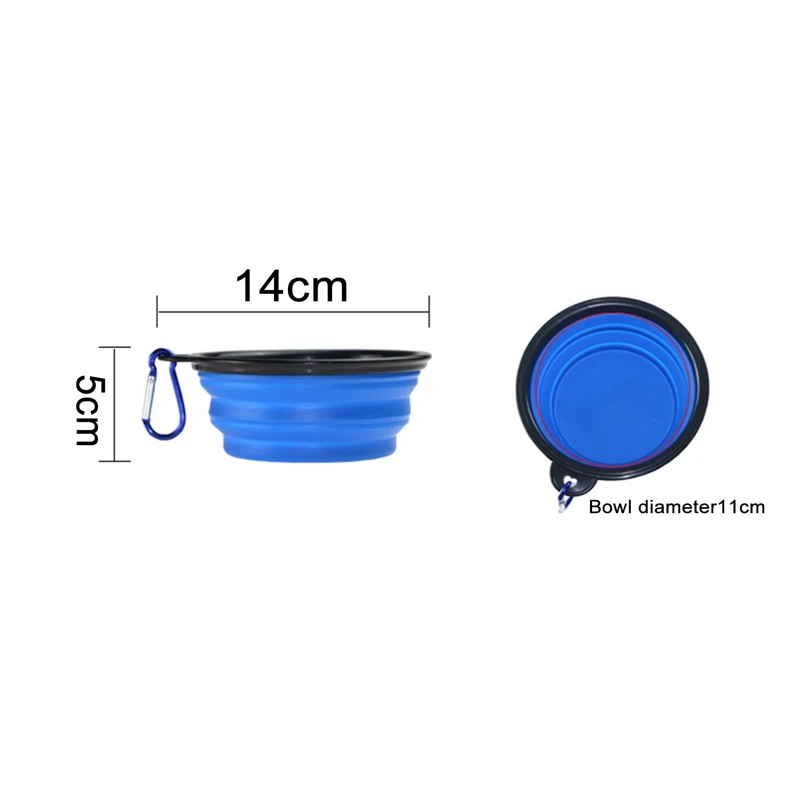 

350ML Food Dog Bowl Folding Silicone Pet Bowls with Carabiner Portable Travel Bowl For Dogs Cat Pet Dish 7 Colors