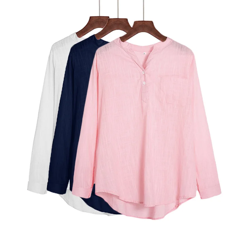 Один раз размера плюс Женские топы и блузки длинная хлопковая Удобная рубашка