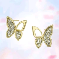 fashion hollow butterfly full rhinestone stud earrings for women gifts pierced earrings party banquet factory direct sales