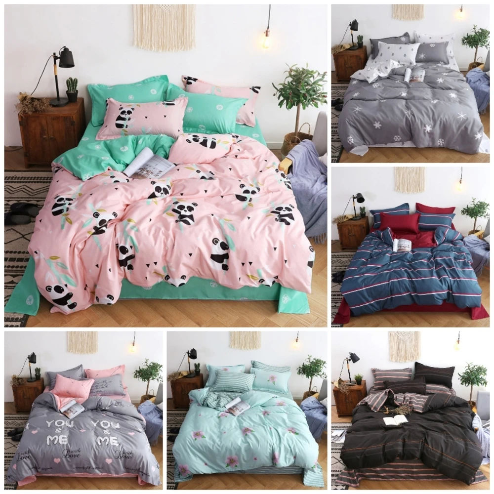 Однотонные комплекты постельного белья с мультяшным принтом панды домашний