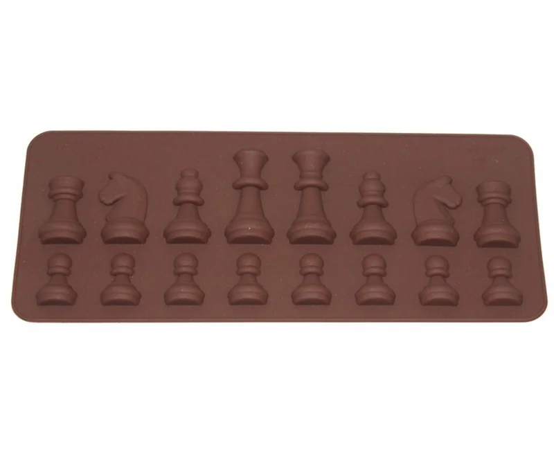 Chocolate Силиконовая форма для шоколадного фондана, форма для торта, кубика льда, форма для шоколада, форма для выпечки, формочка в виде шахматных фигур, сахарное ремесло, форма для выпечки, кухонный инструмент - Color: Chocolate