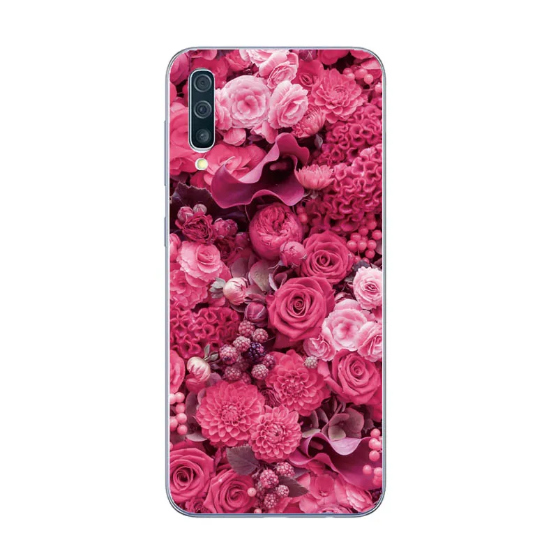Case For Samsung Galaxy A10 A70 A50 A30 A40 A20 Phone Silicone Soft TPU Cover A50S Cute Flower cat Bumper | Мобильные телефоны и