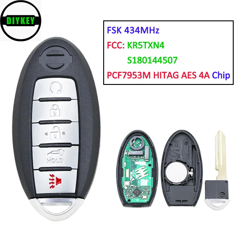 Ключ дистанционного управления для внедорожника FSK 434 МГц PCF7953M HITAG AES 4A чип Nissan Rogue