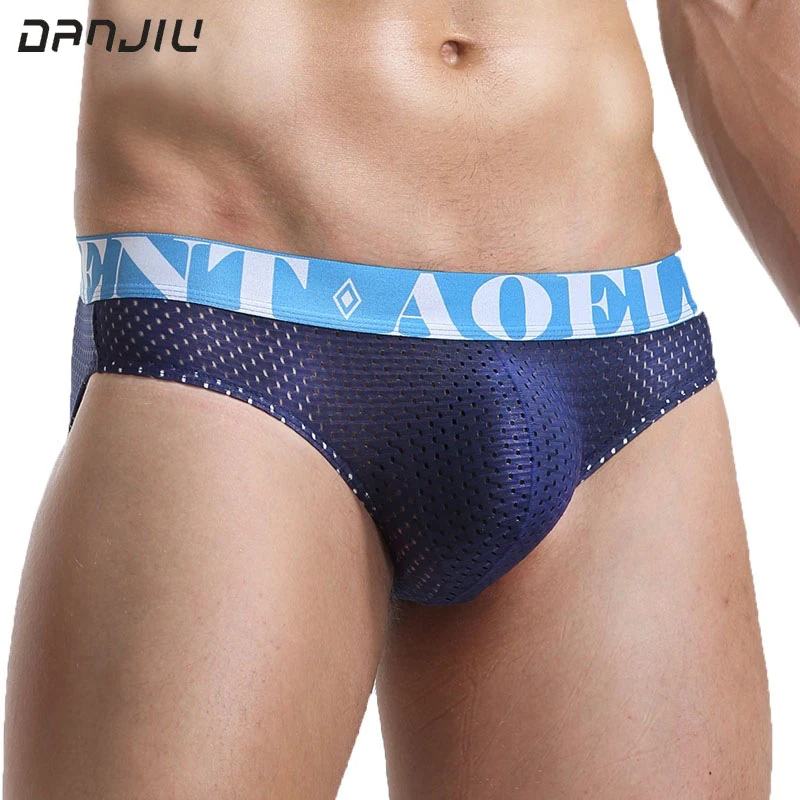 

Ice Silk Mesh Breathable Man Underwear Sexy Low Waist Soft Fashion Youth Mens Breifs U Pouch Bag Seamless Male Underpants