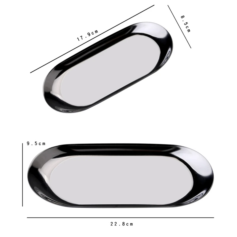 

High Quality Stainless Steel Storage Tray Gold Silver Oval Fruit Plate Jewelry Display Metal Tray Storage Supplies