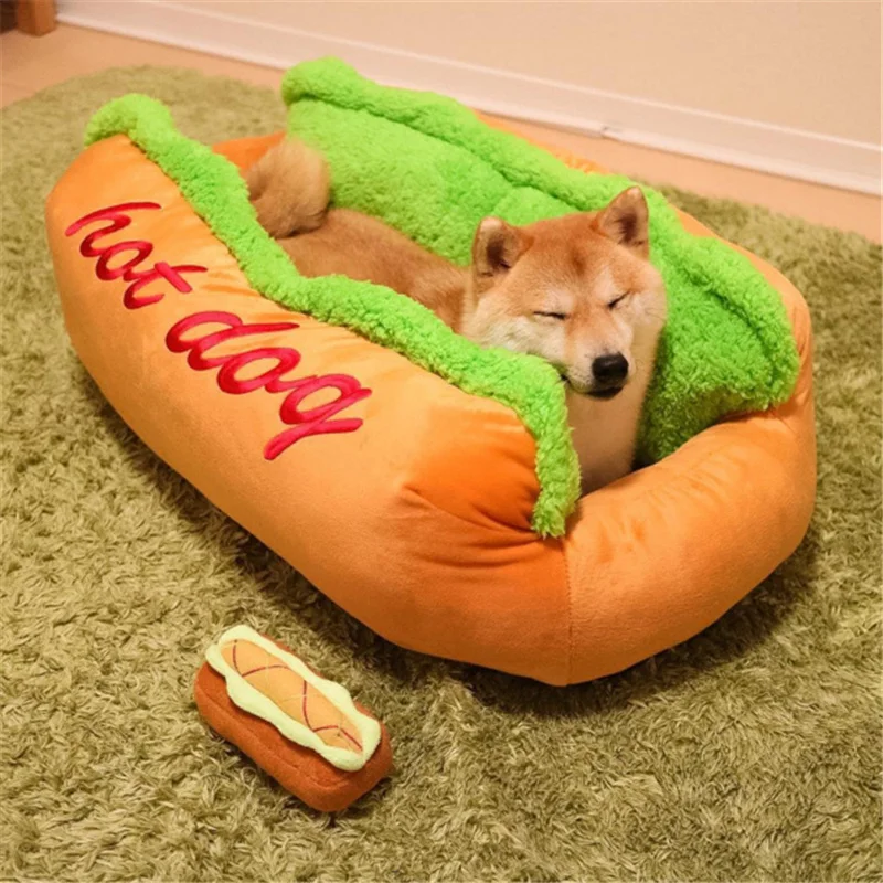 

New Funny Hot Dog Bed Pet Lounger Bed House Fashion Sofa Cushion Supplies Puppy Cat Warm Soft Sleeping Mat Cozy Dogs Nest Kennel