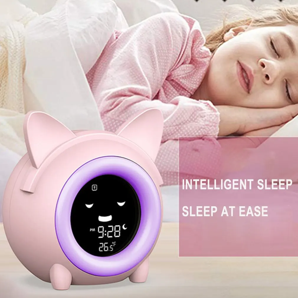 Sleep Training Clock Colorful Night Light Digital Wake Up Clock With Temperature Timer For Bedroom