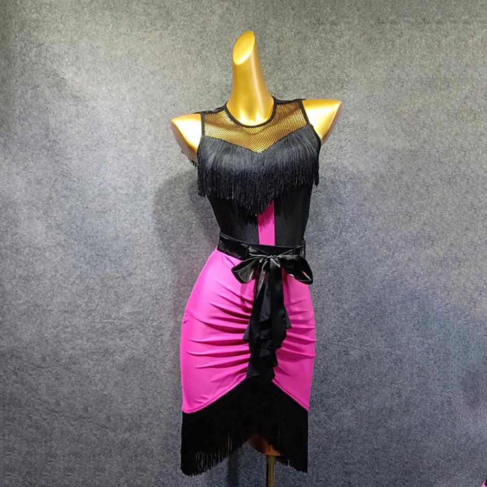 Сексуальный женский боди без рукавов с кисточками для латинских танцев топы