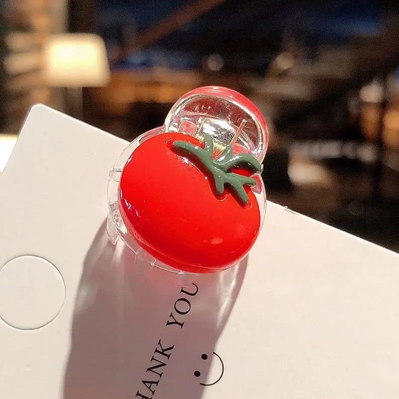 tomato C Sunmer Сладкие Конфеты Вишня фрукты заколки-крабы для волос шпильки для волос для девочек Аксессуары листьев узоры Заколки для женщин Головные уборы - Цвет: tomato