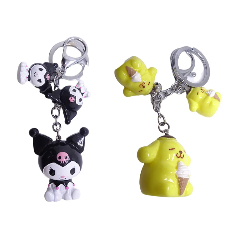 

Новинка Kawaii Sanrioss Kuromi Onpompurin мультяшный автомобильный брелок милая маленькая Подарочная сумка куранта Подвеска подарок на день рождения дев...