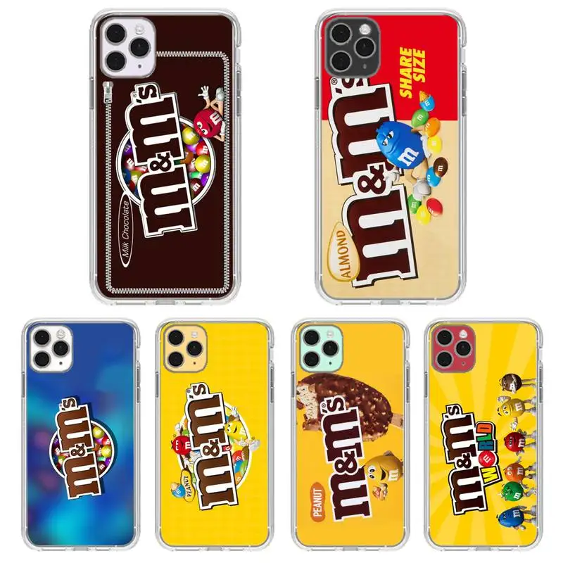 

M&M's Cholocate Phone Case Transparent For Iphone 12 11 Pro Max Xr X Mini 7 8 PLUS Coque Cover