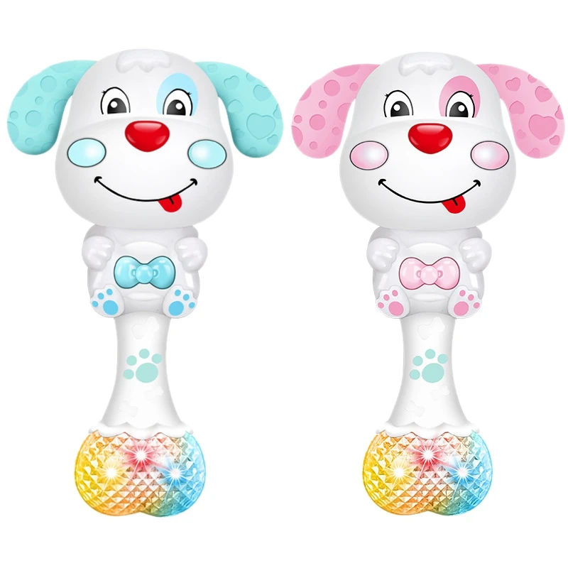 

Cartoon Puppy Baby Rattle with Music Light Teether Toy Gift Attracts Baby's Attention to Molars