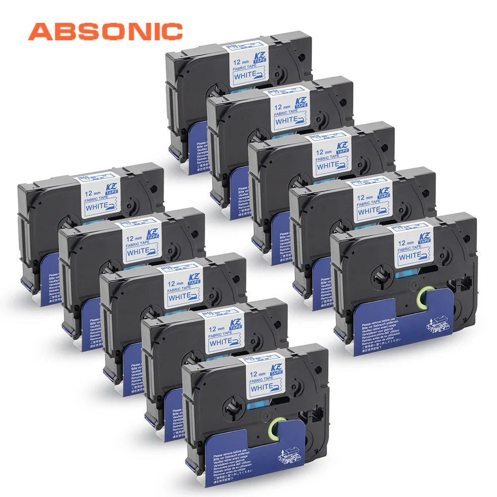 Absonic 10 шт. для Brother Fa3 12 мм ткань на тканевой ленте этикеток FA3 синий белом совместим