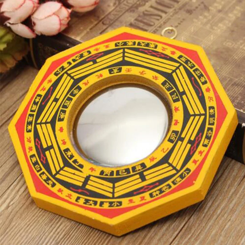 Retro Feng Shui Dent Convex Bagua Pakua Chinese Wooden Mirror For Good Luck And Blessing Home Wall Decorative | Дом и сад