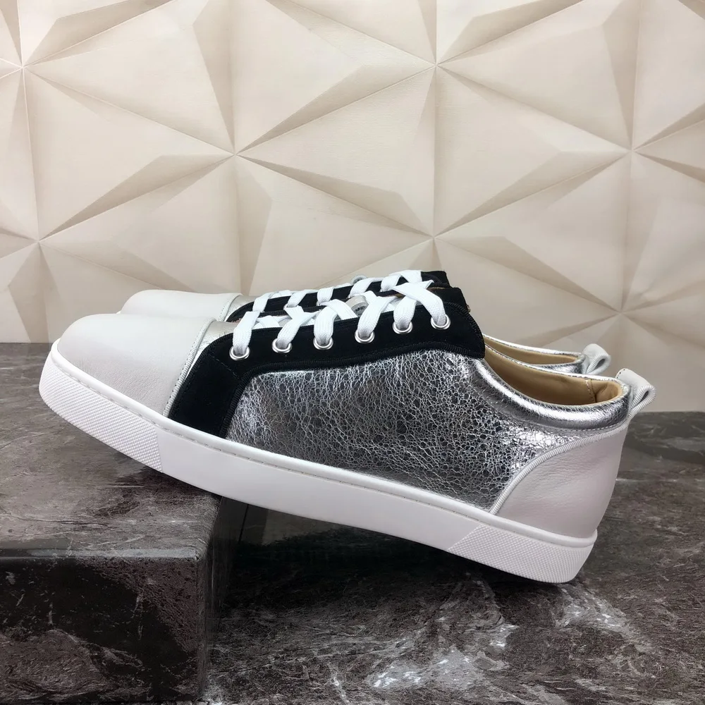 

Luxury Genuine Leather designer Low Top for Men Women Sneakers Smooth Red Bottom Flat Summer 2019 Casual Skate Shoes