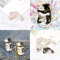 creative fish collar lovely cat and yang collection yin badge enamel brooch pin jewelry