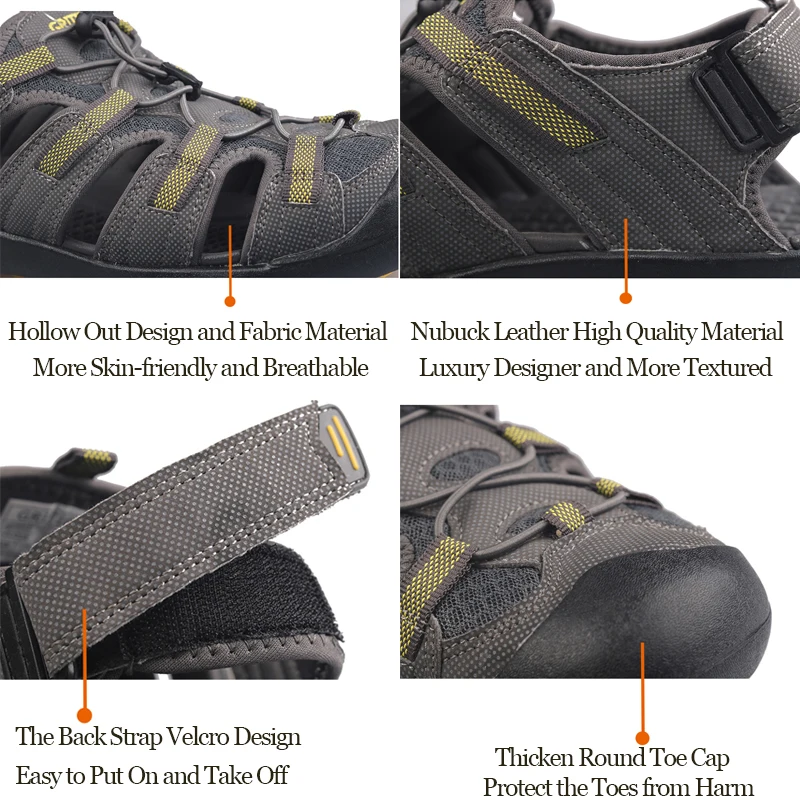 Сандалии GRITION мужские кожаные Нескользящие дышащие для спорта походов пляжа