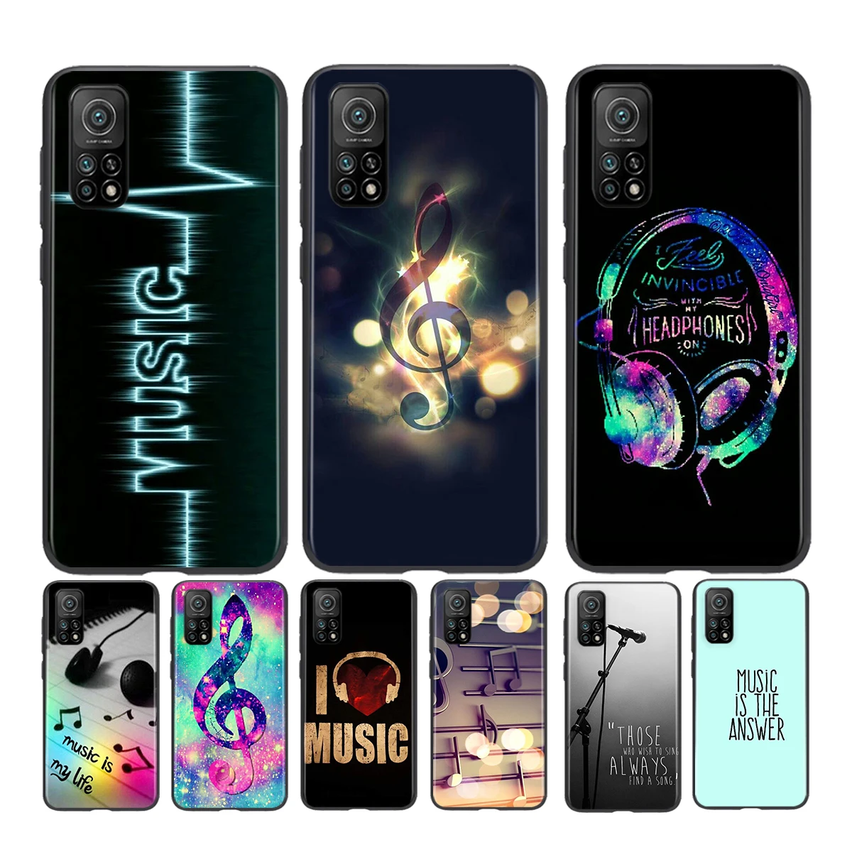 

Music is My Life For Xiaomi 3 Civi A2 A1 6X 5XX3 NFC F3 GT M3 M2 X2 F2 Pro C3 F1 Black Phone Case