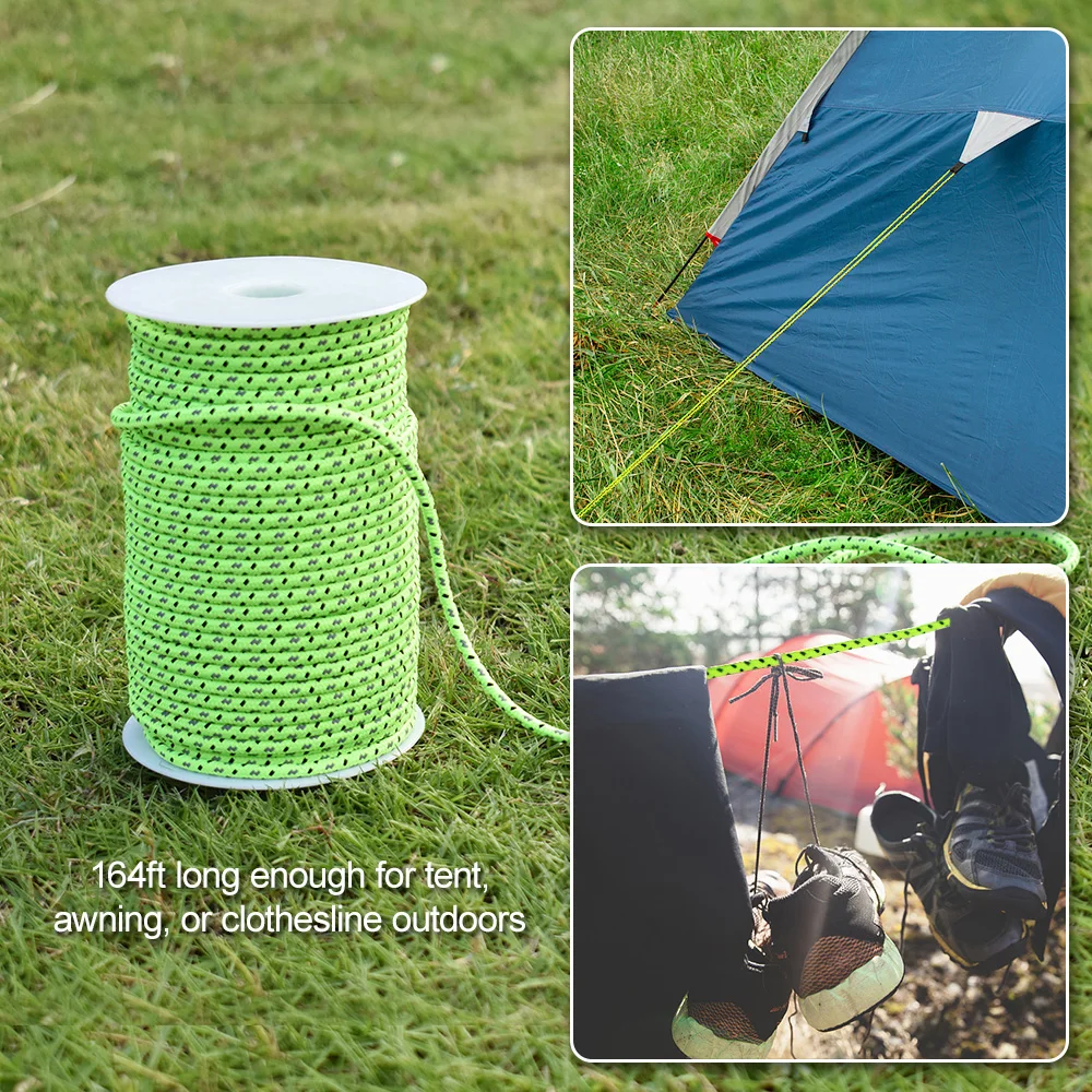 

2.5mm/4mm 50M Reflective Tent Guyline Rope Survival Paracord Outdoor Tool Camping Equipment with 6 Guyline Adjusters Tensioners