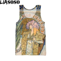 liasoso painting mucha sleeveless vest 3d print menwomen oversized sleeveless vest round neck summer casual top wallpaper new