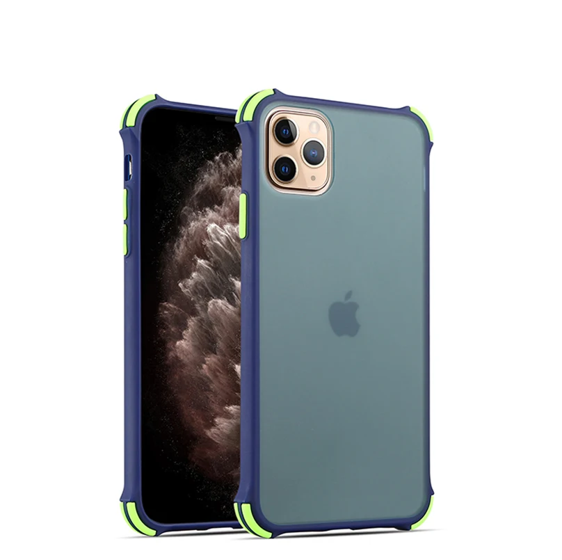 Синий Матовый противоударный чехол для Iphone 11 Pro Xs Max X Xr, Жесткий ПК, прозрачный чехол на заднюю панель для Iphone 7, 8, 6s, 6 Plus, противоударный чехол - Цвет: Синий