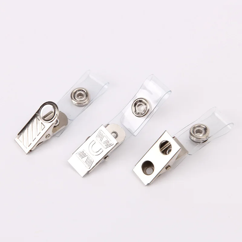 

10pcs Metal Badge Clip Vinyl Strap Lanyard Alligator Hole Clamps Hanging ID Card Holder Accessories