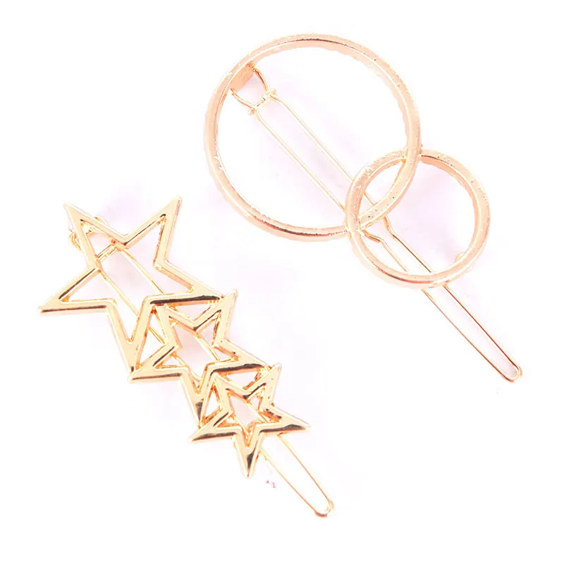 

Women Metal Hair Clip Geometric Hairpin Gold Moon Round Hairgrip Barrette Girls Hair Accessories Styling Tools
