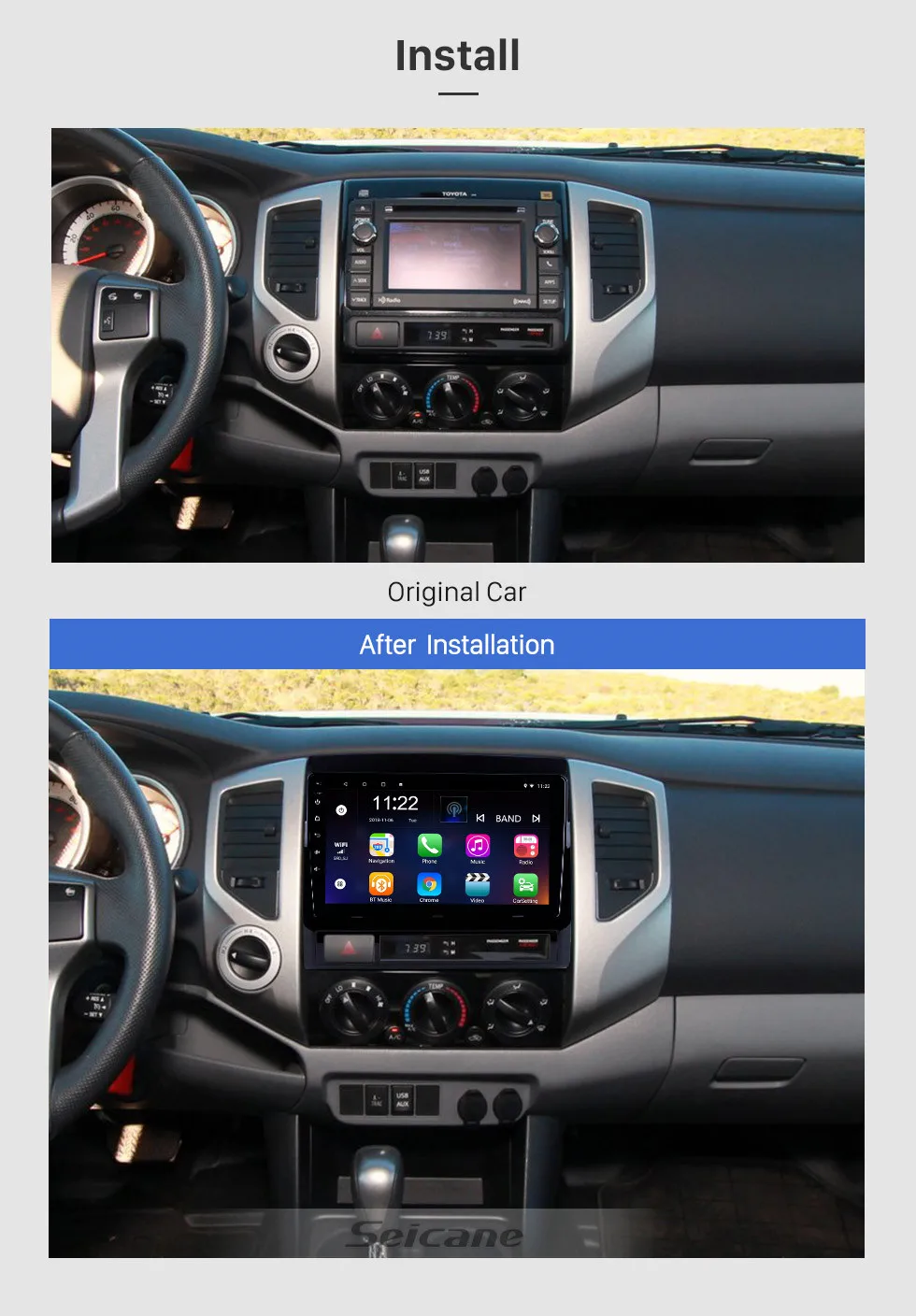 Seicane Android 9,0 gps навигация 9 дюймов стерео для 2005-2013 TOYOTA TACOMA/HILUX(Американская версия) левый руль автомобиля