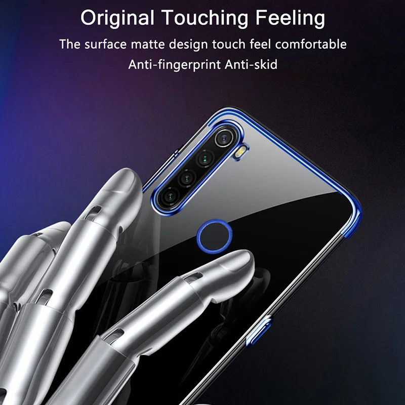 Мягкий прозрачный чехол для телефона Xiaomi Redmi Note 8T с покрытием лазерной плазмой и силиконовым красным фундаментом для Redmi Note 8 Pro.