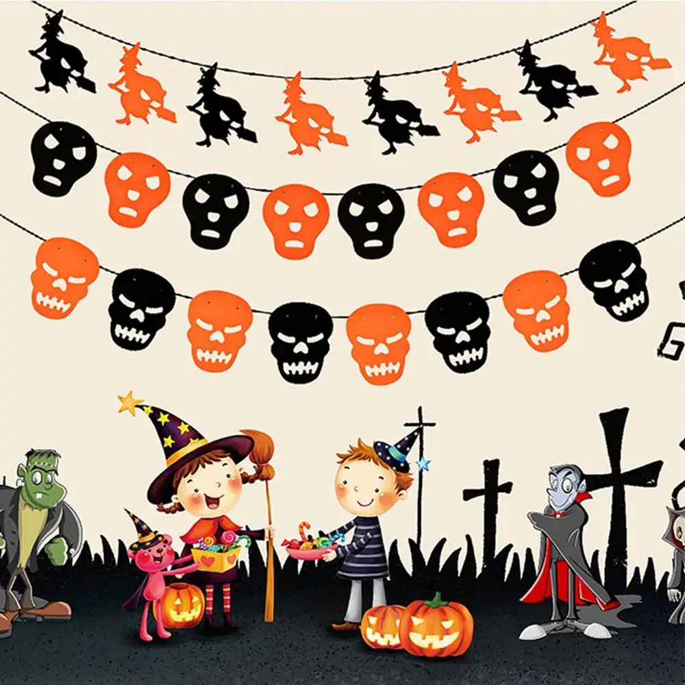 1 шт. 3 м Нетканая гирлянда баннер тыква летучая мышь флаги паук украшение на