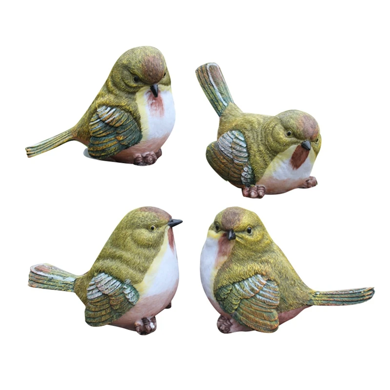 

4Pcs Resin Crafts Ornaments Lovely Cute Cute Birds Set Four Birds Home Gardening Garden Ornaments
