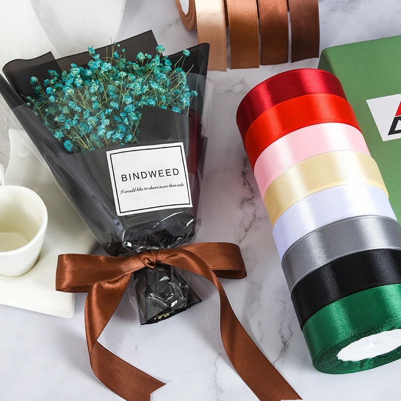 Шелковые атласные ленты 25 мм сделай сам белого синего фиолетового зеленого